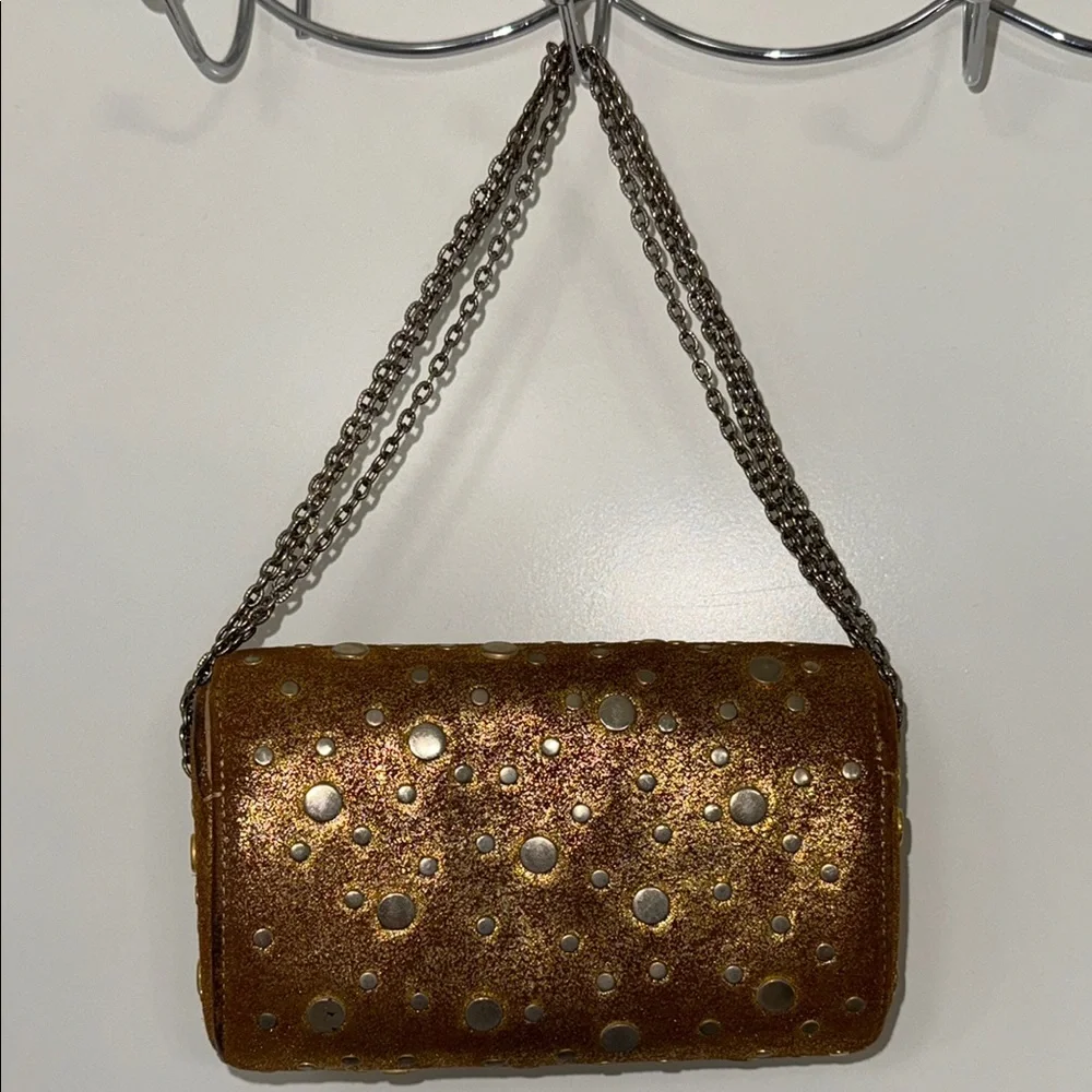 Moo Roo Gold Clutch with Sparkling Accents